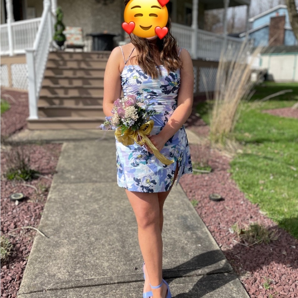 Boutique Floral Blue and White Dress